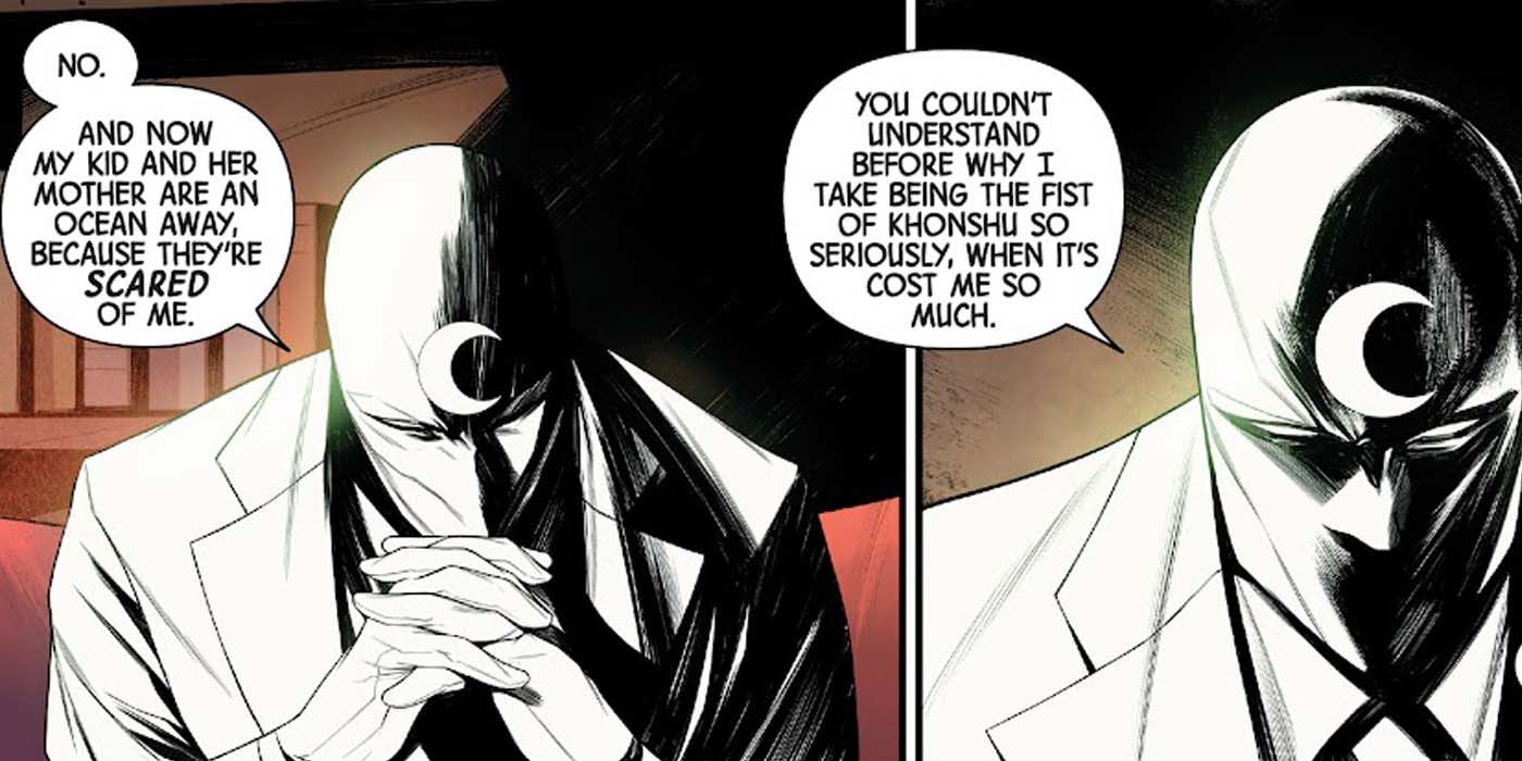 Moon Knight discussing his wife and child