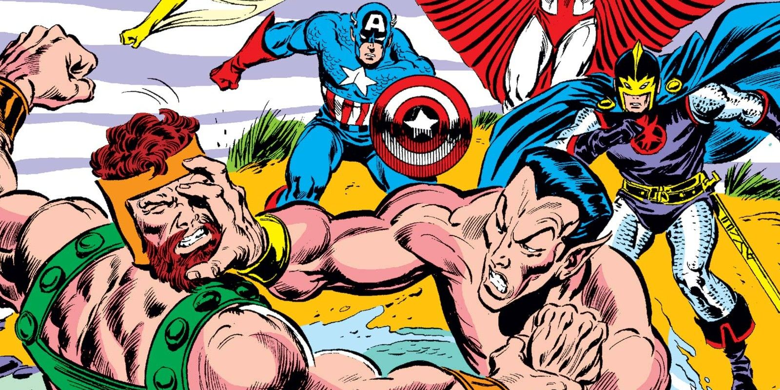 Namor fighting Hercules on the cover of 1985's Avengers #262