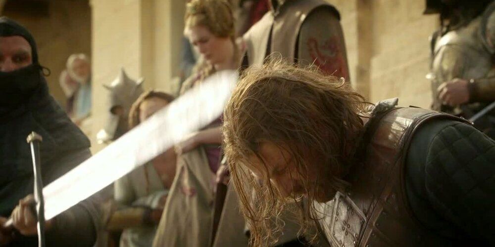 Ser Ilyn Payne beheads Ned Stark in Game of Thrones.