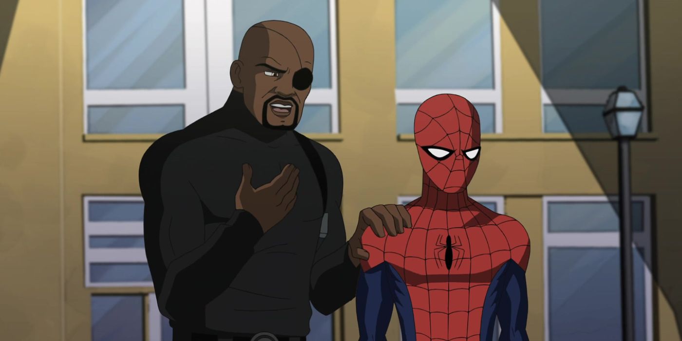 Nick Fury with Spider-Man from the Ultimate Spider-Man animated series
