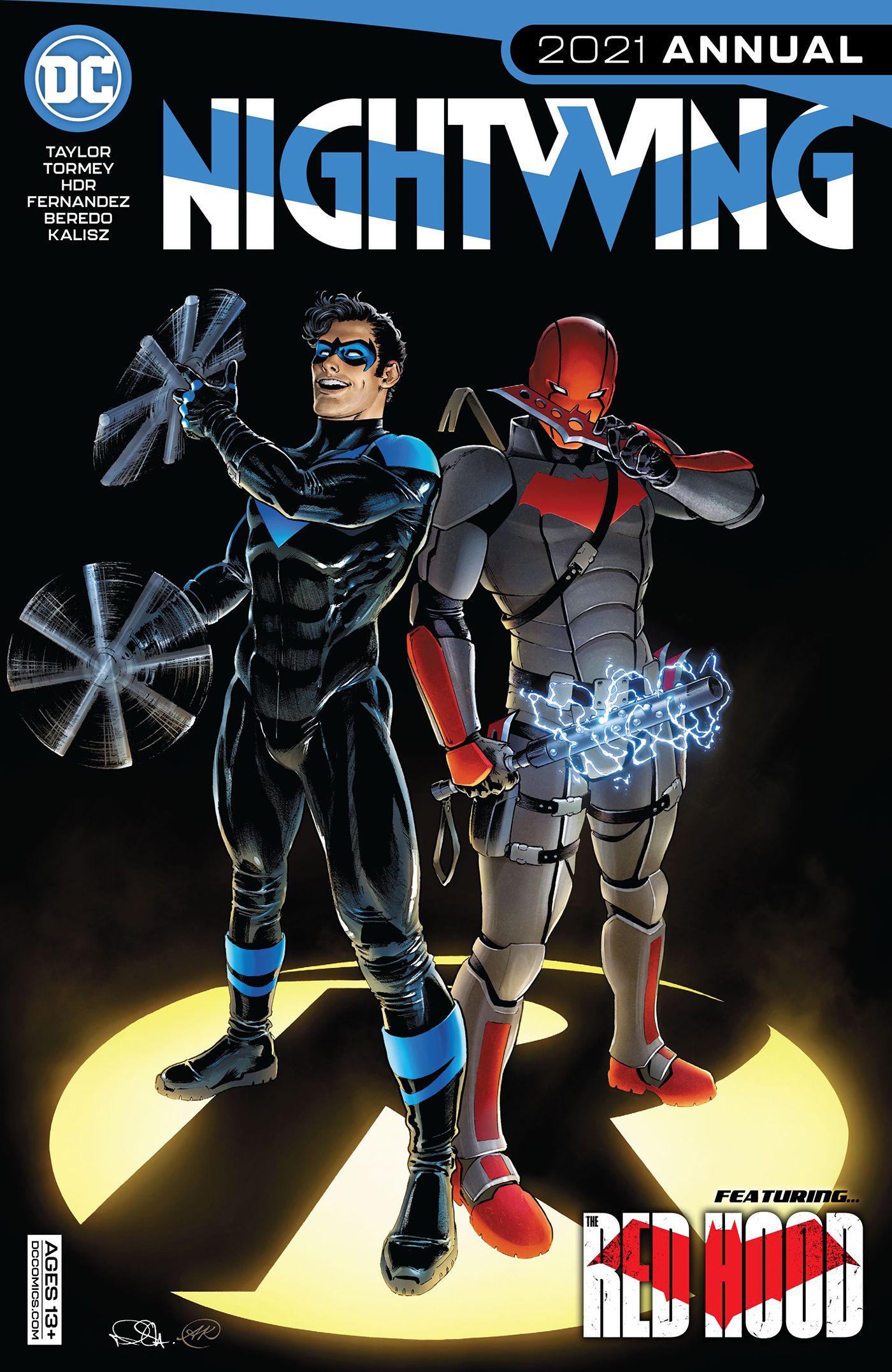 Nightwing and Red Hood stand side-by-side on the cover of Nightwing's 2021 Annual.