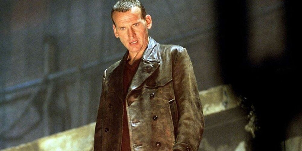 The Ninth Doctor looking down in Doctor Who