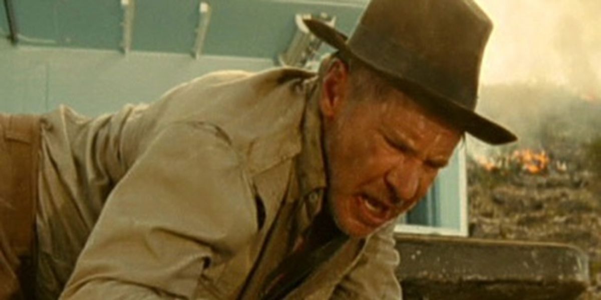 Indiana Jones survives a nuclear explosion in a fridge