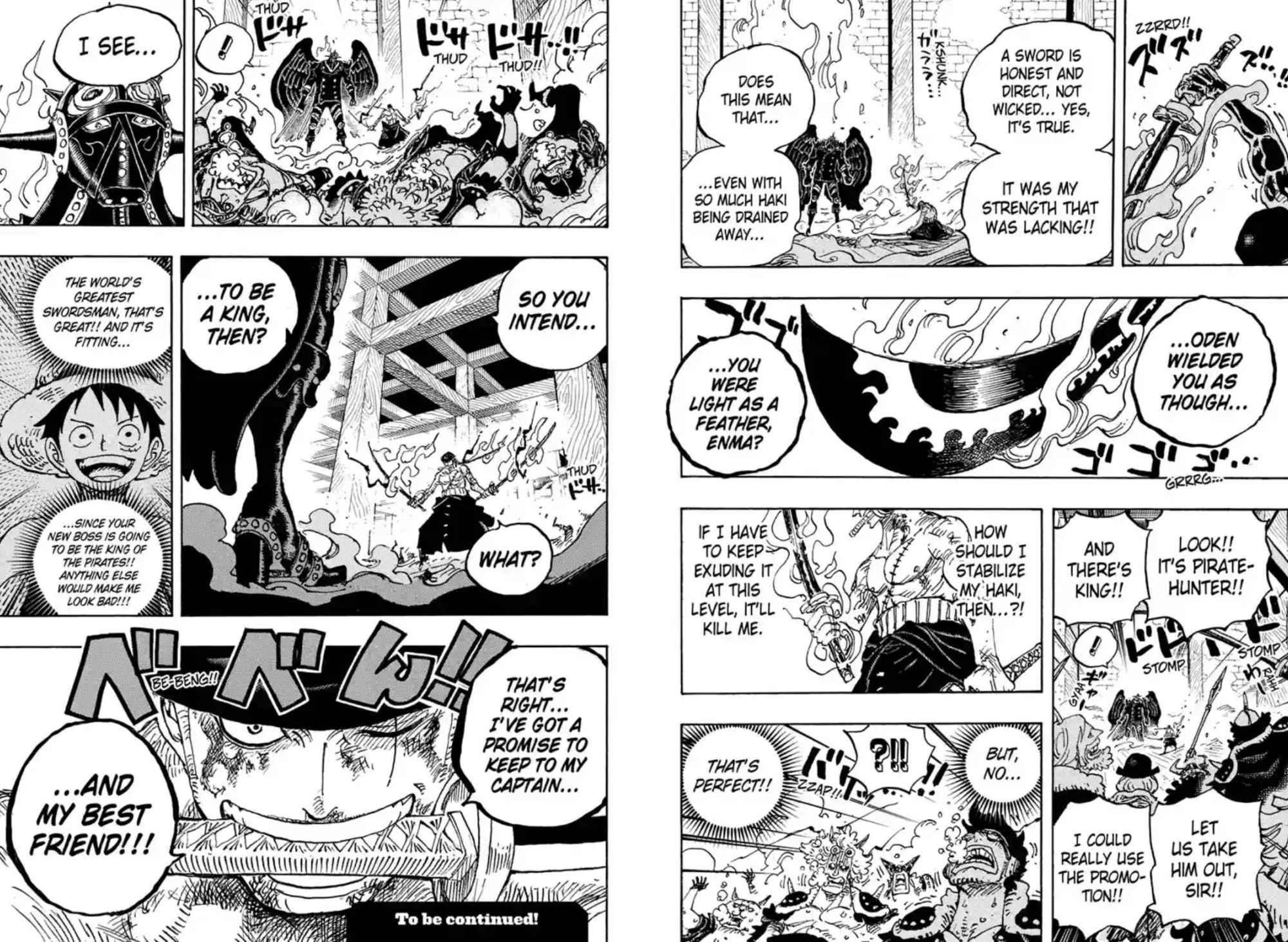 Zoro tells King about his promise to Luffy