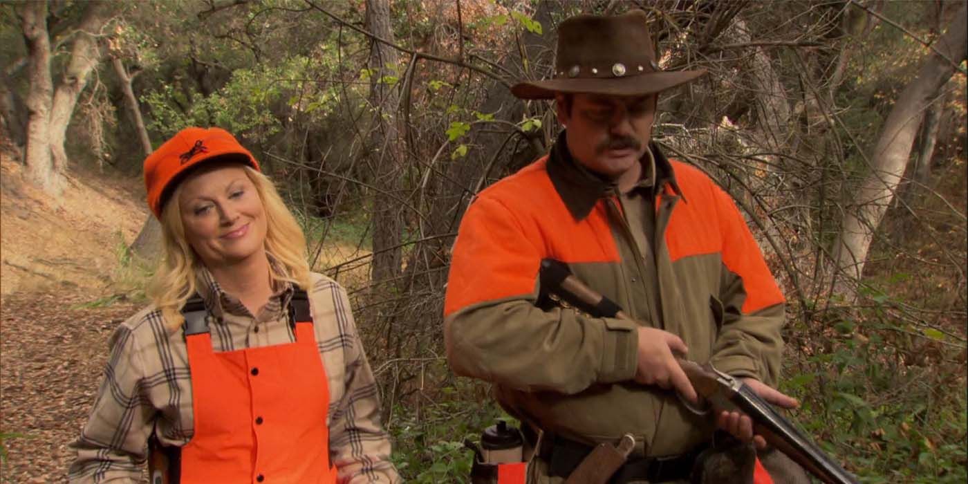 Leslie and Ron go hunting