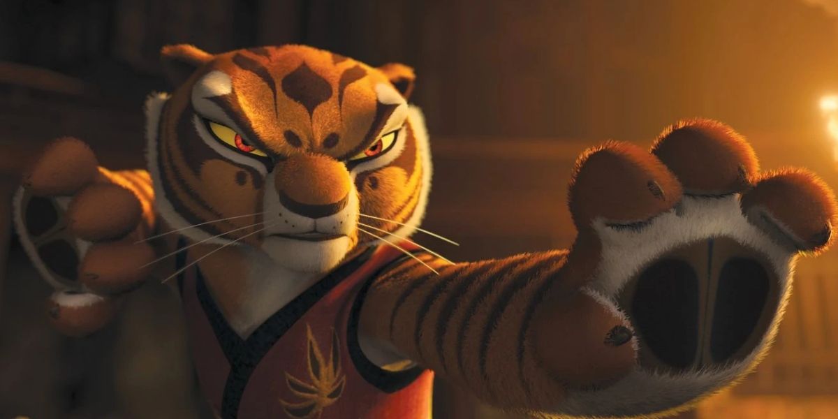 Tigresa assume posição de luta em Kung Fu Panda