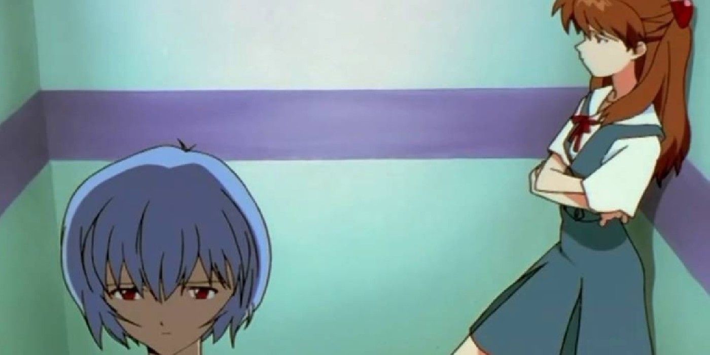 Rei And Asuka Share An Awkward Elevator Ride In Neon Genesis Evangelion