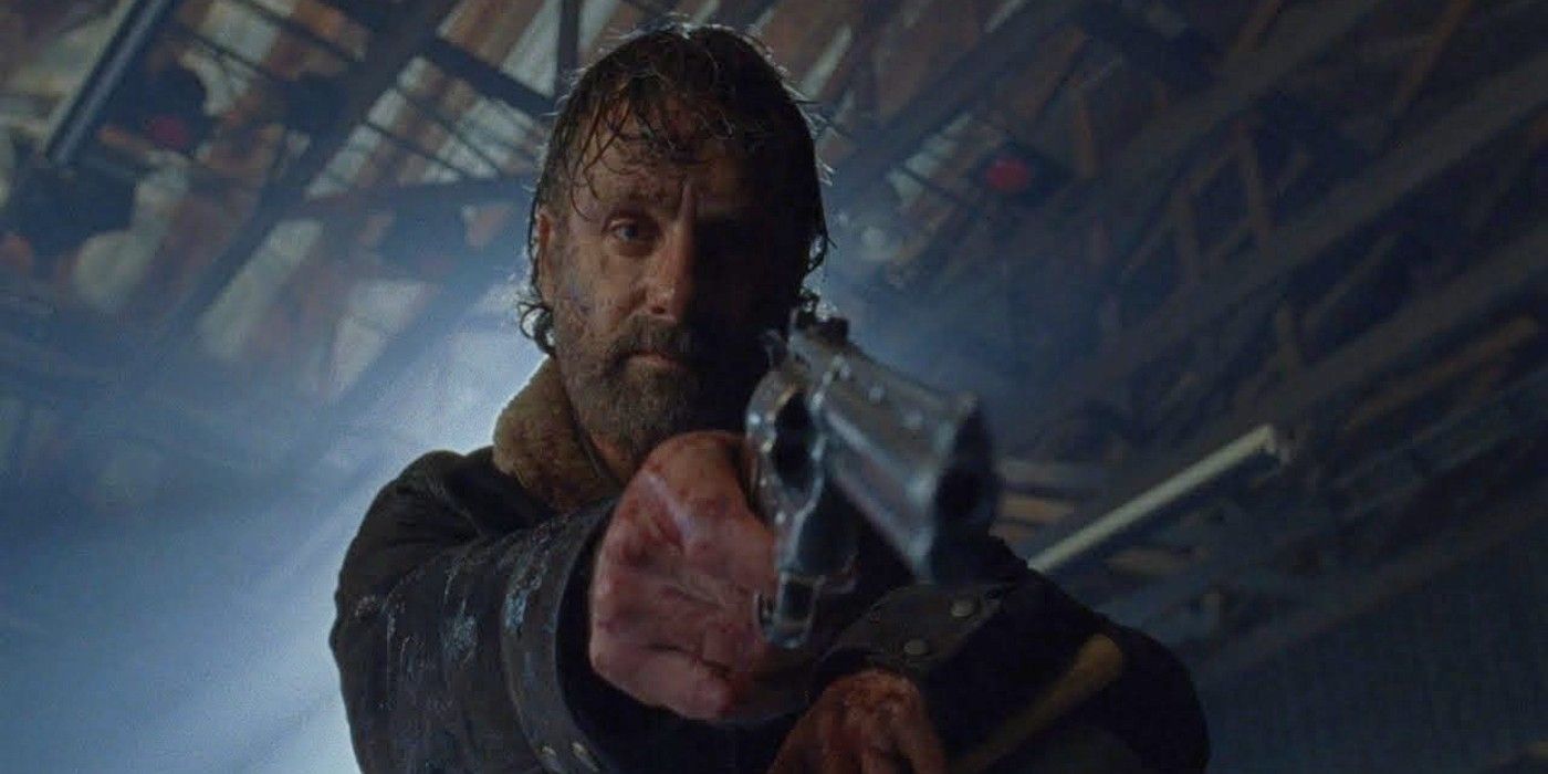 Rick Grimes pointing his gun