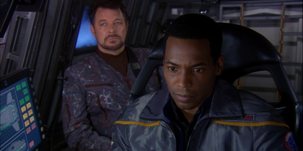These Are The Voyages screencap Riker and Mayweather