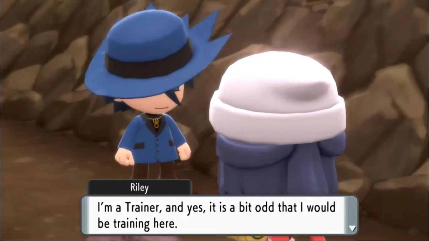 Screenshot of Riley from Pokémon Brilliant Diamond and Shining Pearl.