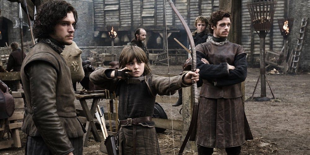 Robb Stark and Jon Snow train Bran in Game of Thrones Season 1 