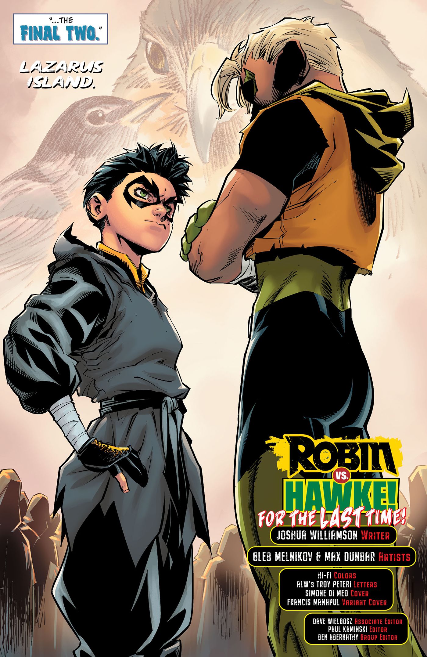 Damian Wayne and Connor Hawke star each other down.