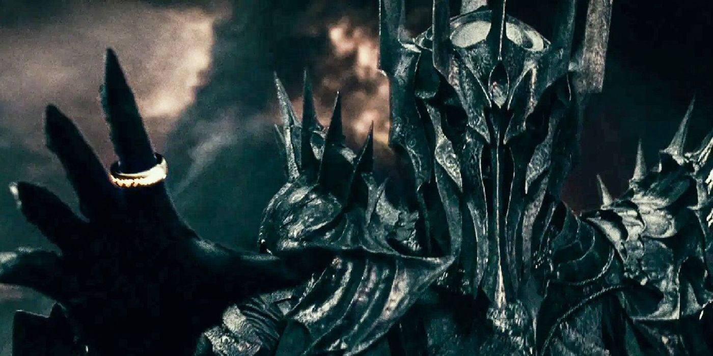 Sauron wielding the Ring of Power in Lord of the Rings