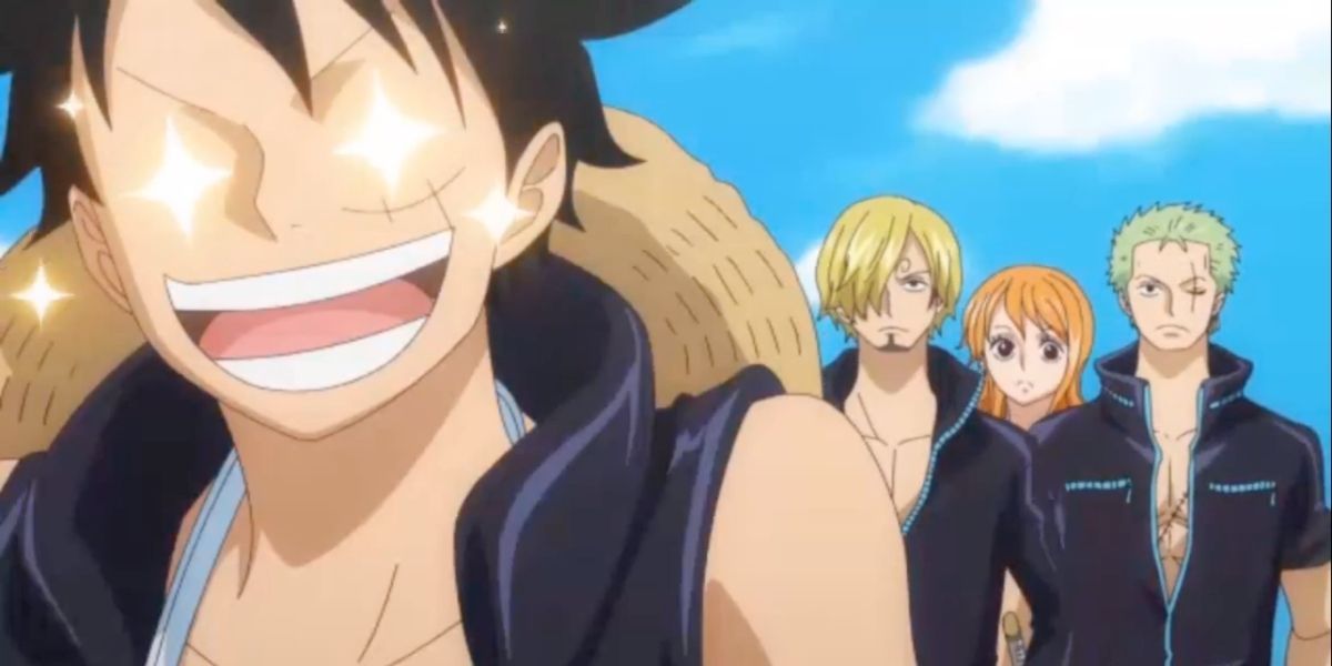 Image features Luffy, Sanji, Nami, and Zoro from One Piece in the Scratch lottery anime