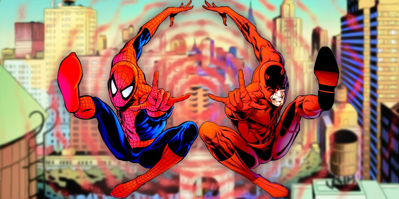 Spider-Man and Daredevil Swinging in New York CIty