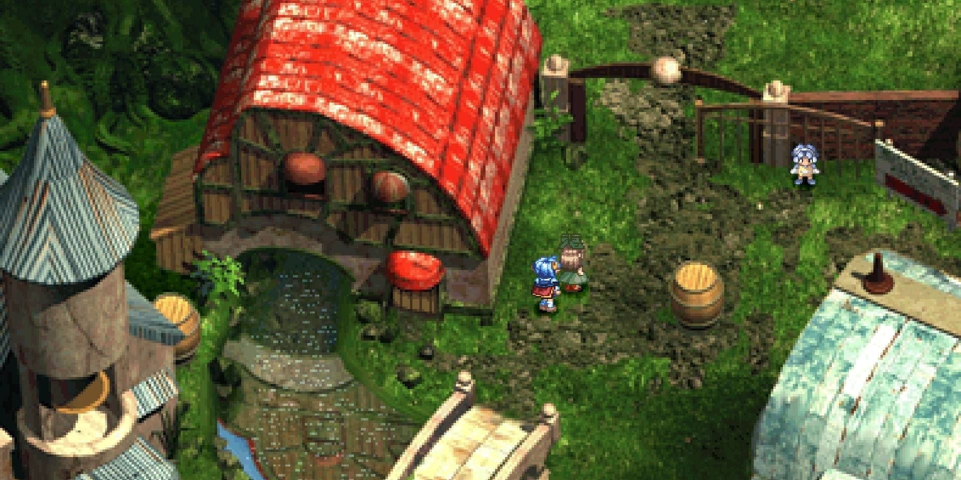 Town scene featuring Rena from Star Ocean Second Evolution