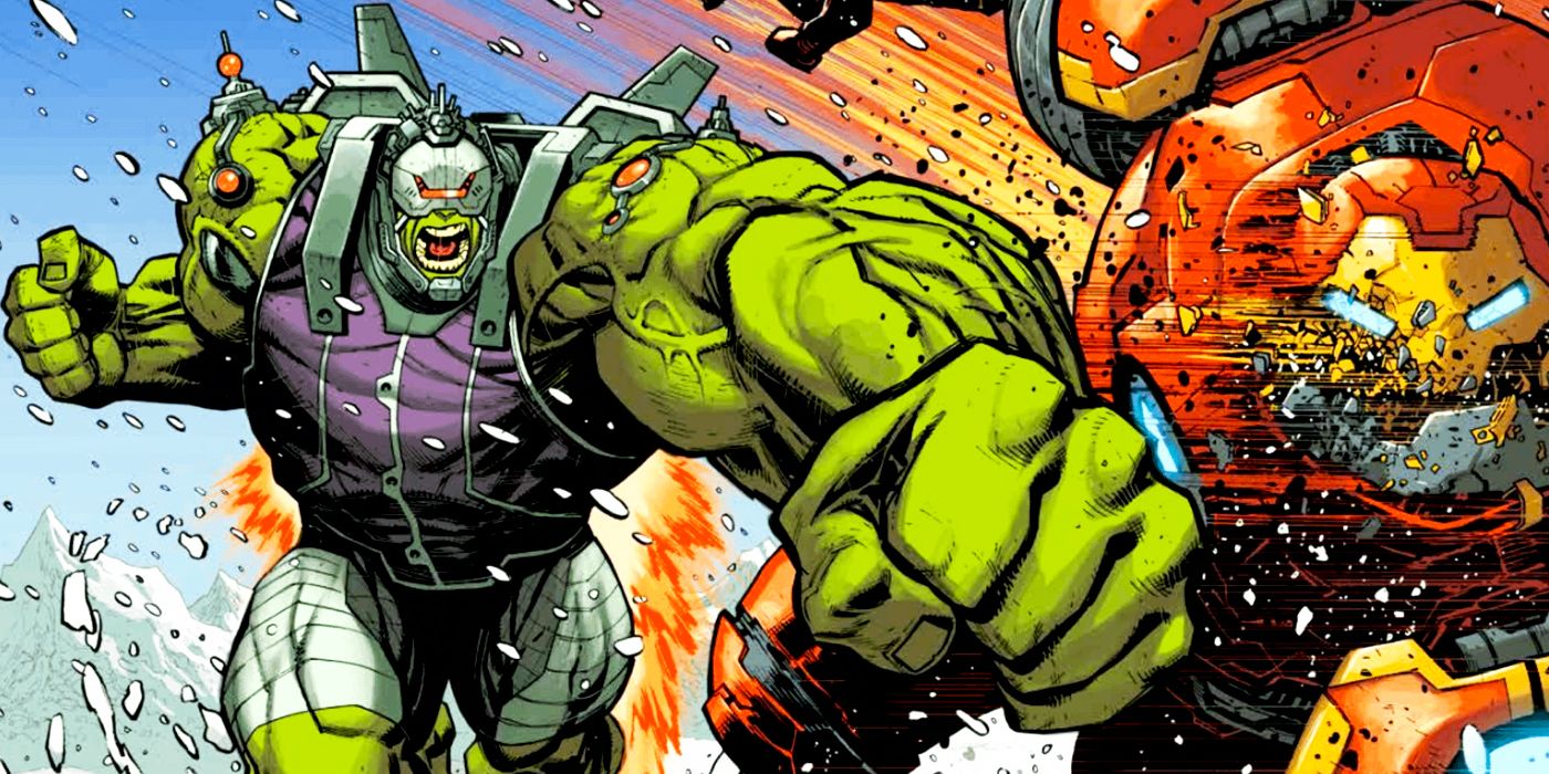 Starship Hulk punches Iron Man's Hulkbuster armor