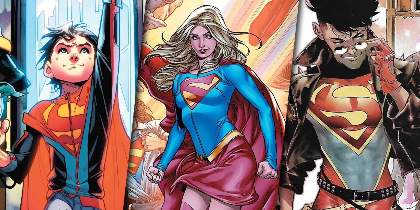 Supergirl and both versions of Superboy split image