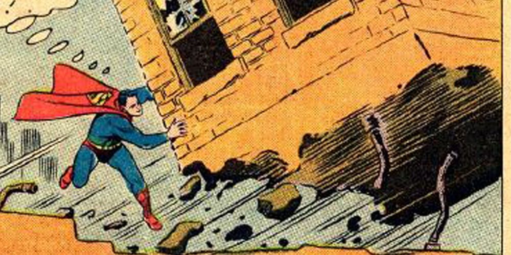 superman attacking tenements