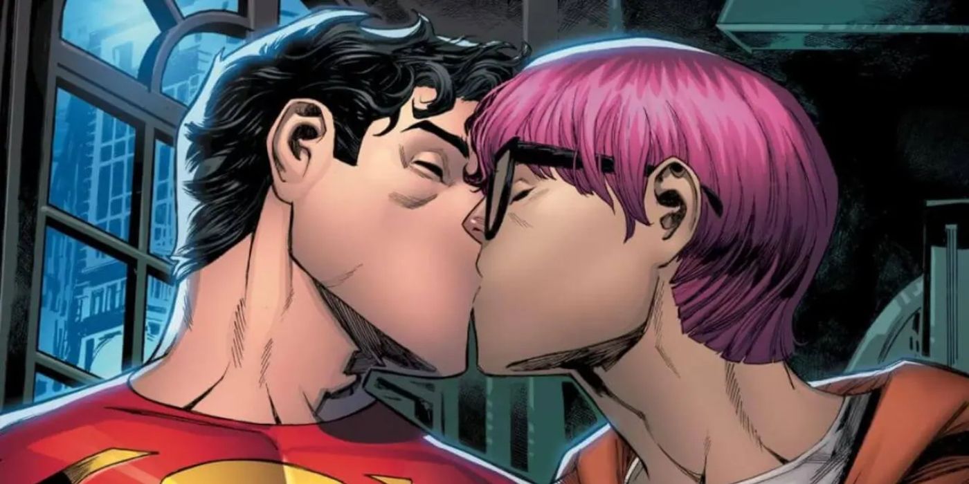 Jon and Jay kissing in Superman: Son of Kal-El