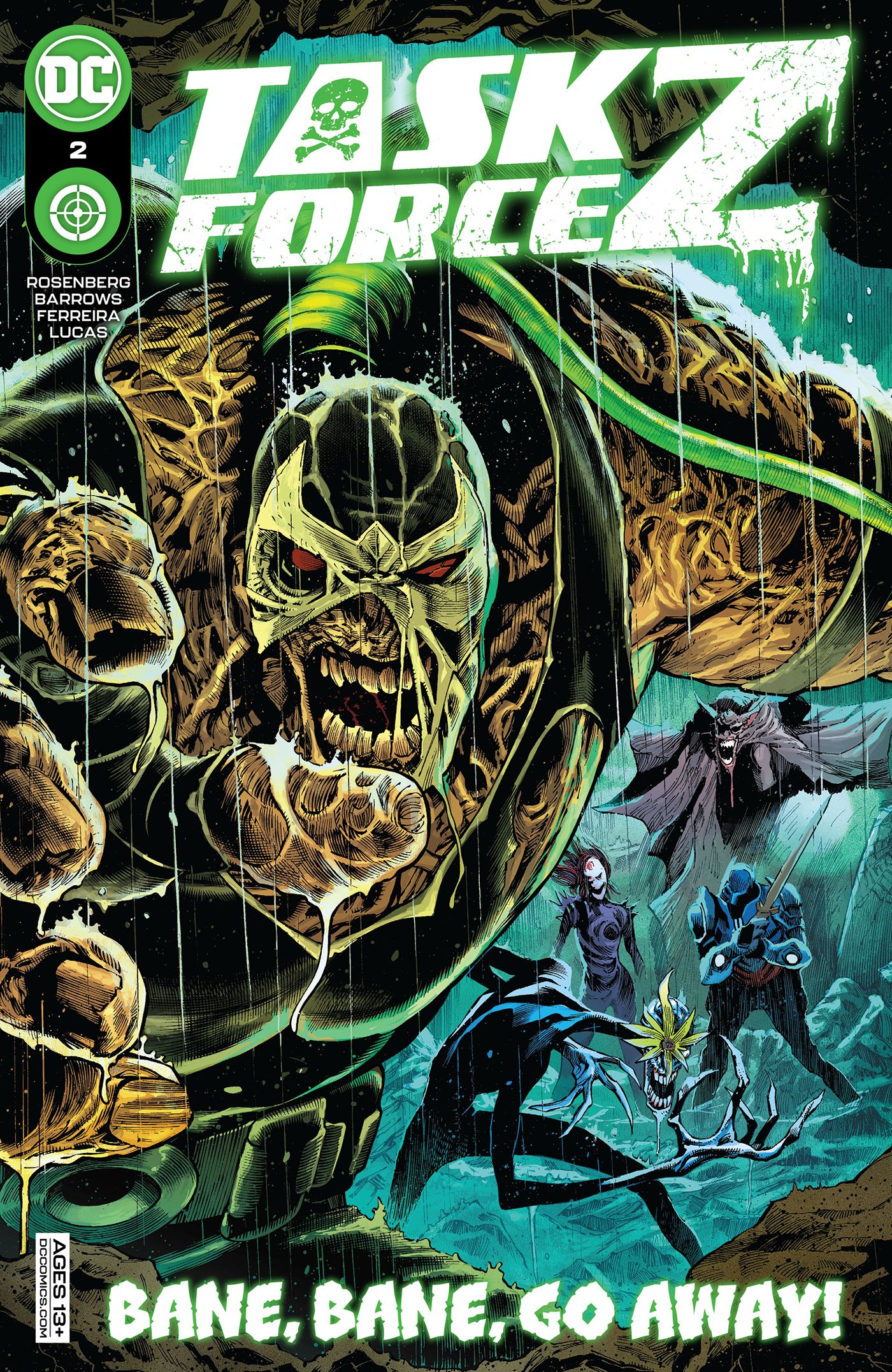 Bane, Man-Bat and other zombified villains are featured on the cover of Task Force Z #2.