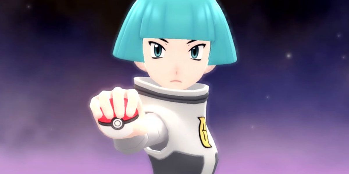 Female member of Team Galactic holds a Pokeball