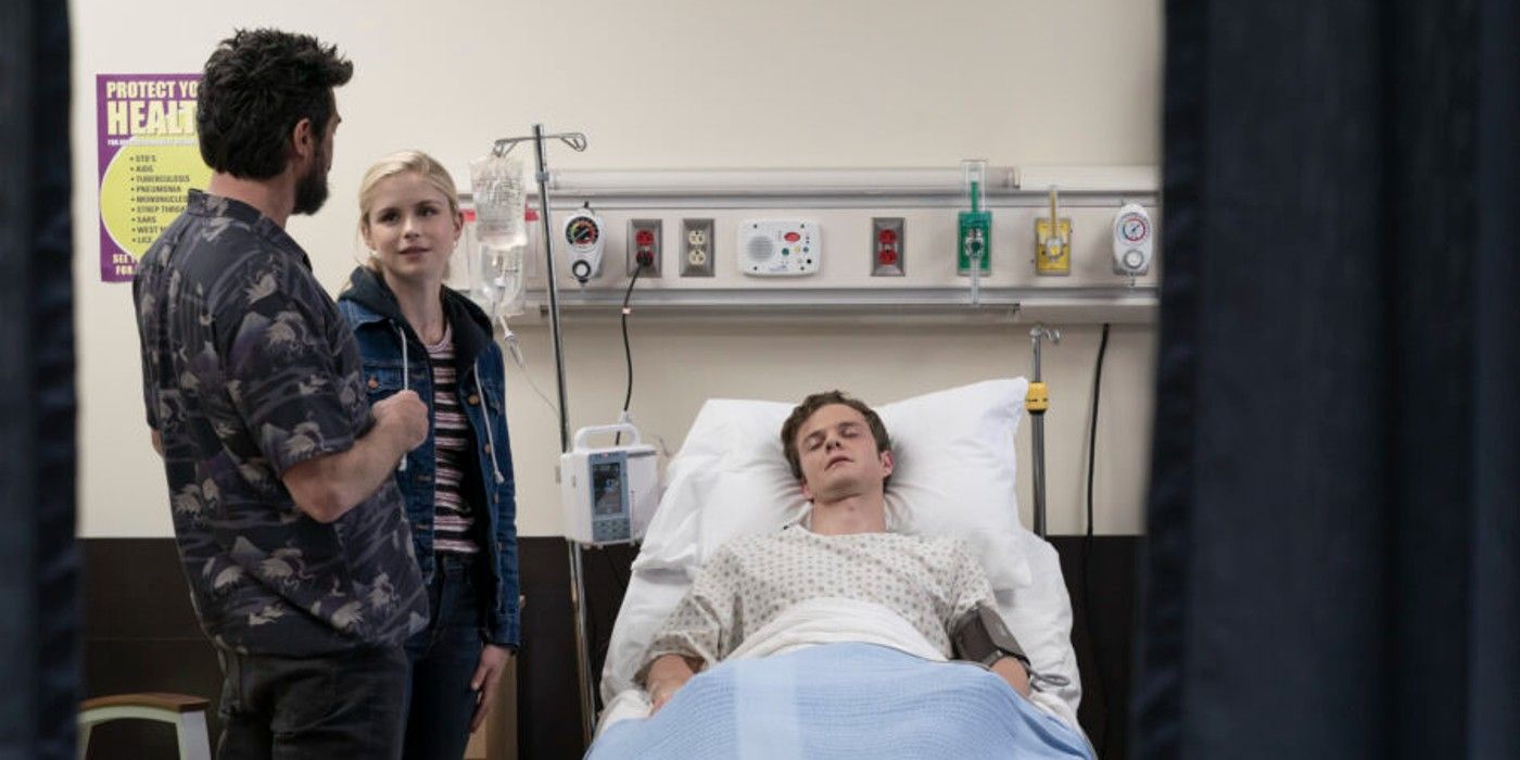 Butcher, Starlight and Hughie in the hospital scene from Season 2 of The Boys