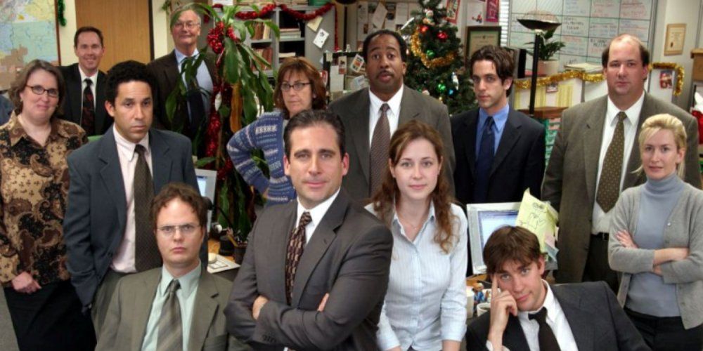 The cast of the office, including Steve Carell, John Krasinski, and Jenna Fischer