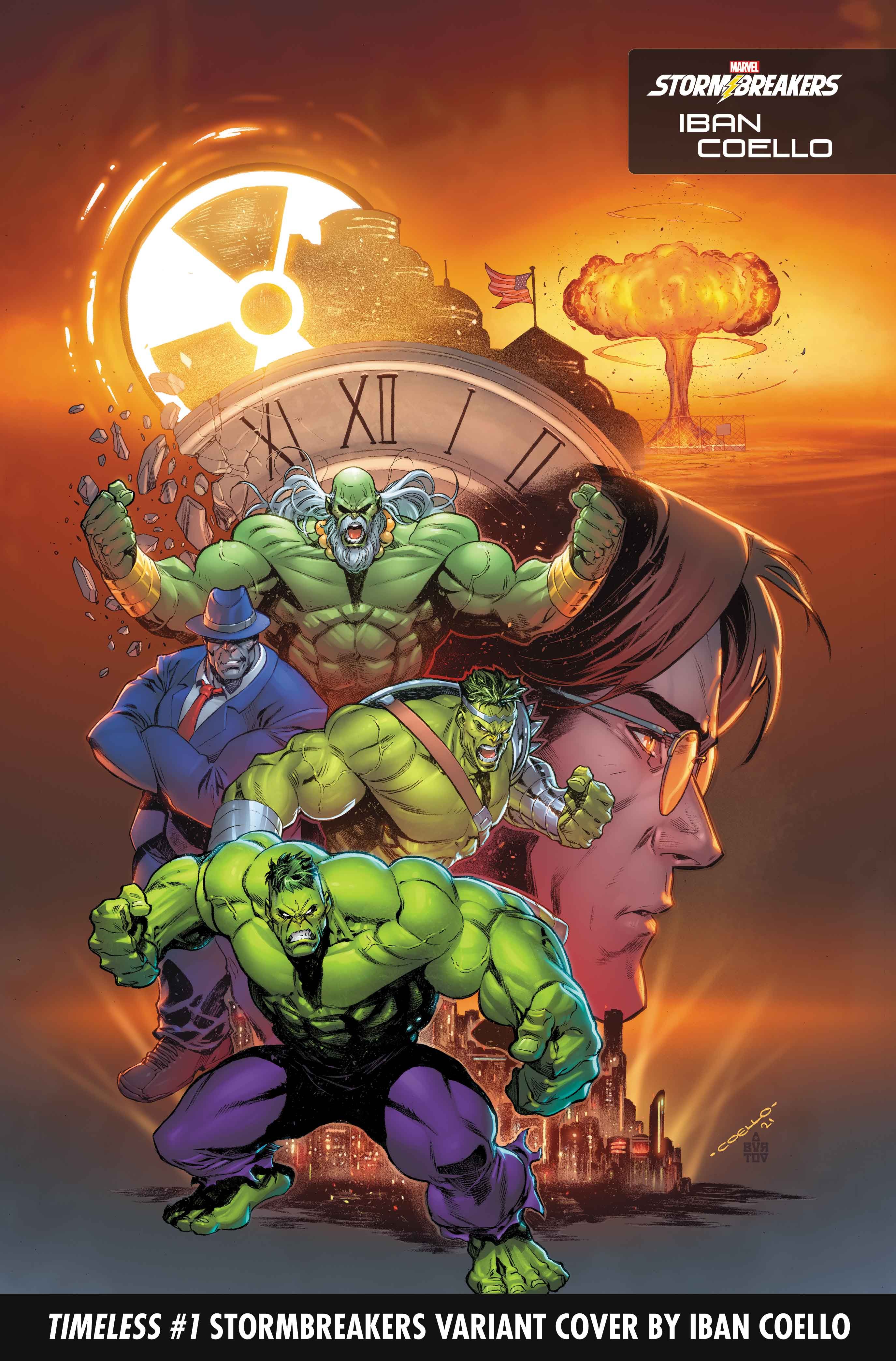 The Incredible Hulk on the cover of Timeless 1 Stormbreakers variant by Iban Coello