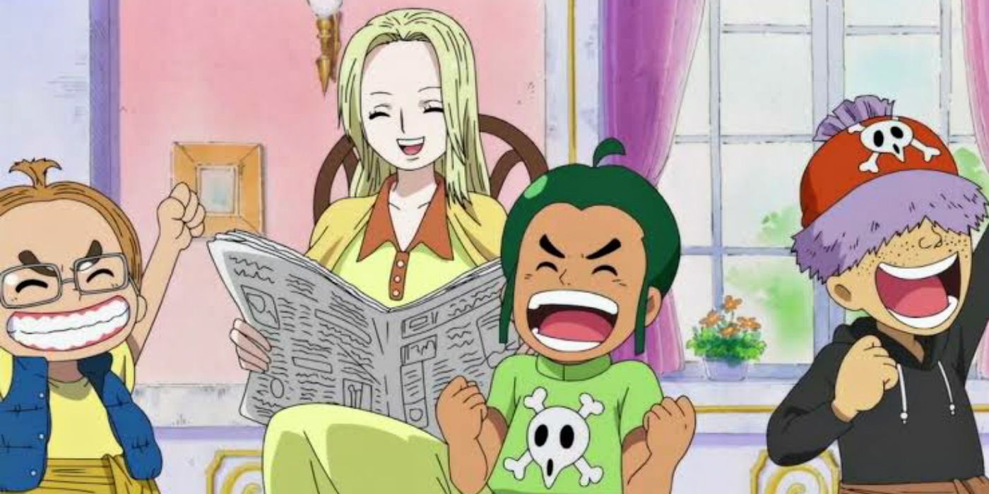 Lady Kaya sits with the Usopp Pirates in One Piece.