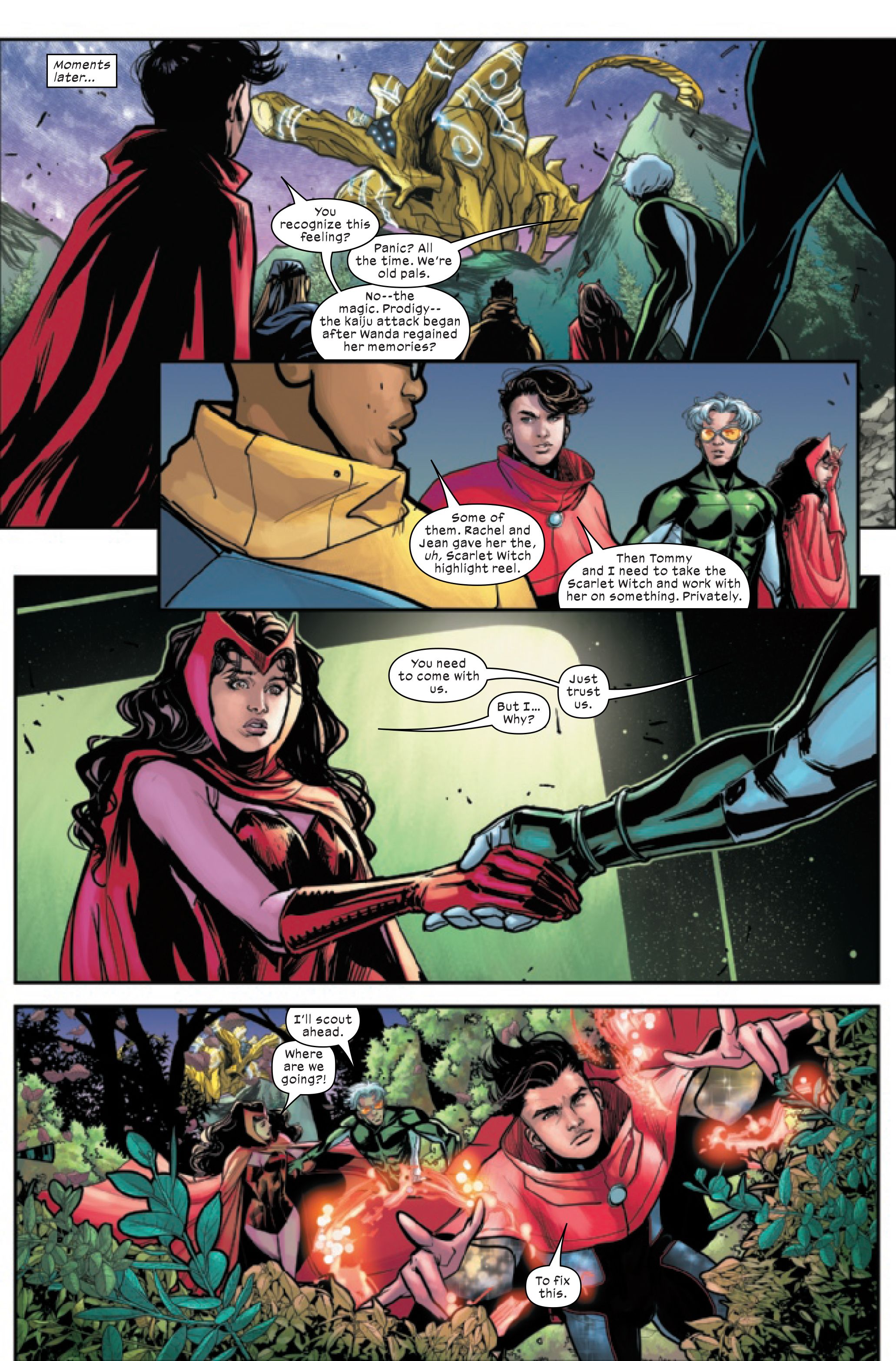 Page 1 of X-Men: The Trial of Magneto #4, by Leah Williams and Lucas Werneck.
