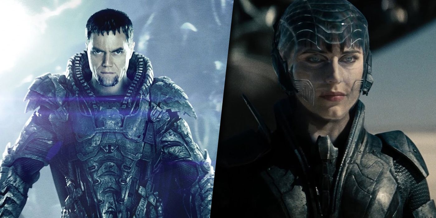 Zod and Faora from Man of Steel split image