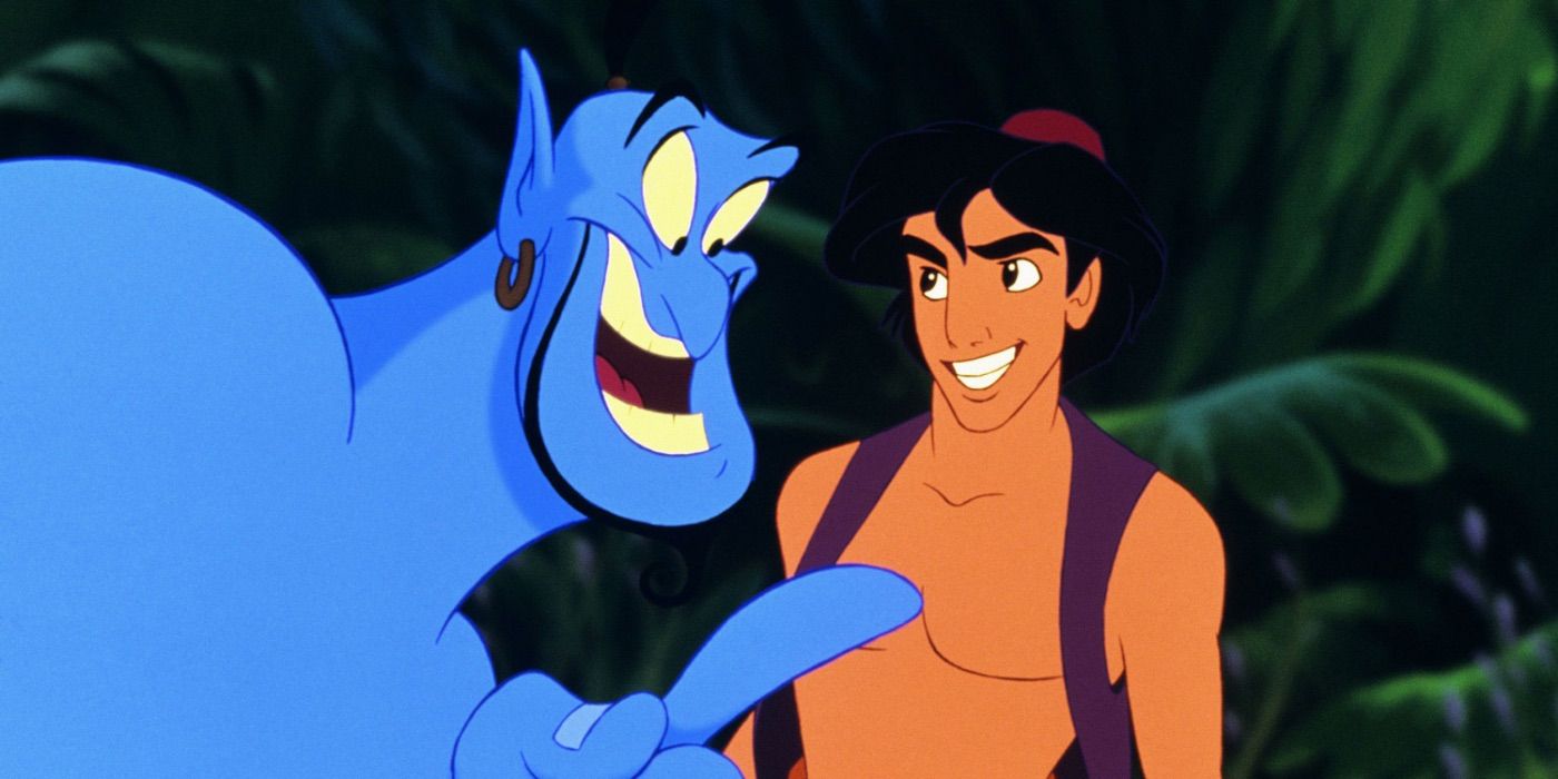 Aladdin and the Genie in the Disney movie Aladdin