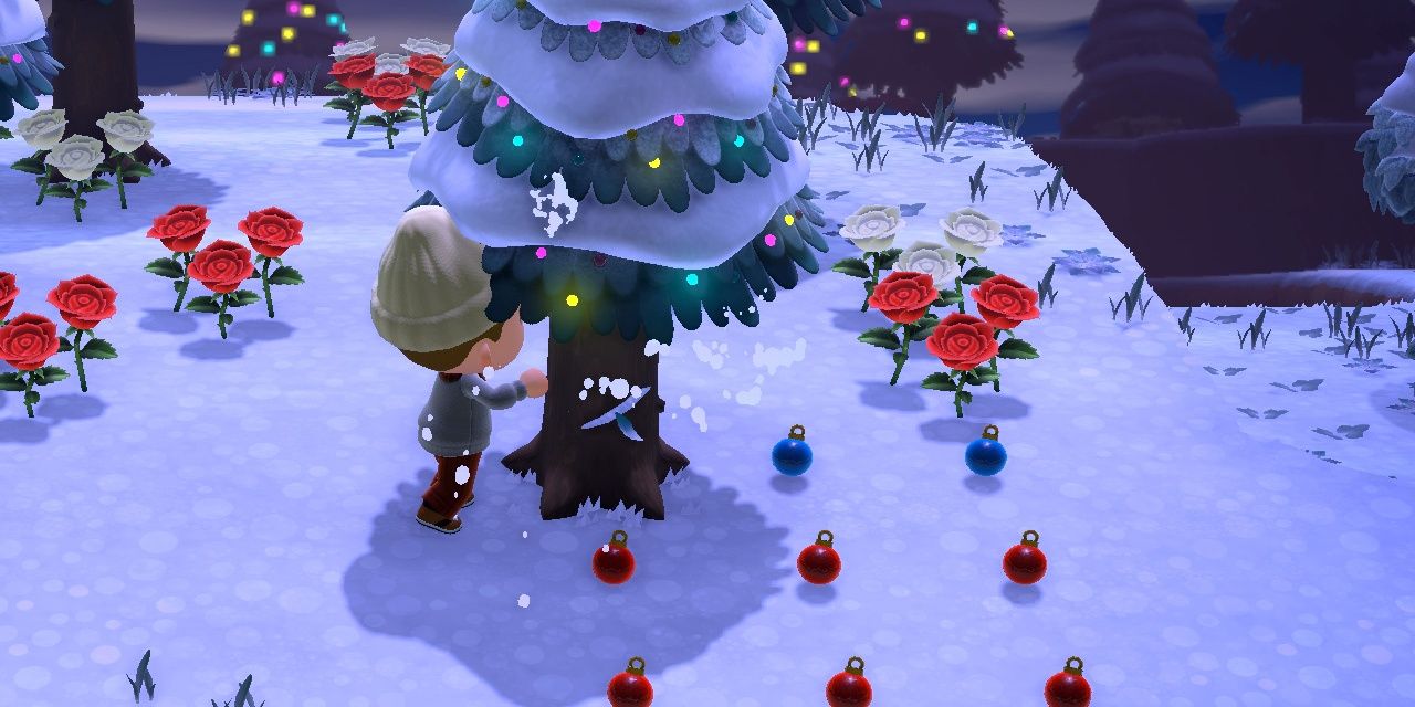 animal-crossing-new-horizons-guide-ornament-festive-shake-decorated-trees-screenshot Cropped