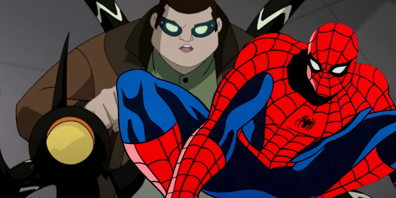 Animated Spider-Man over top of Doctor Octopus
