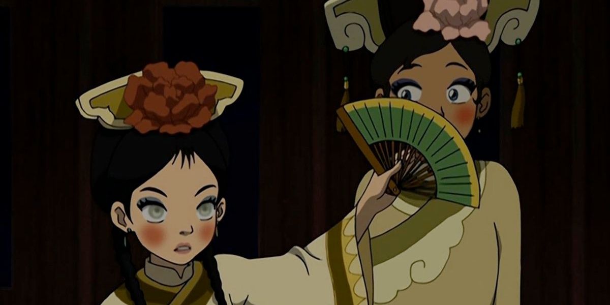 toph and katara dressed up for a high class ball