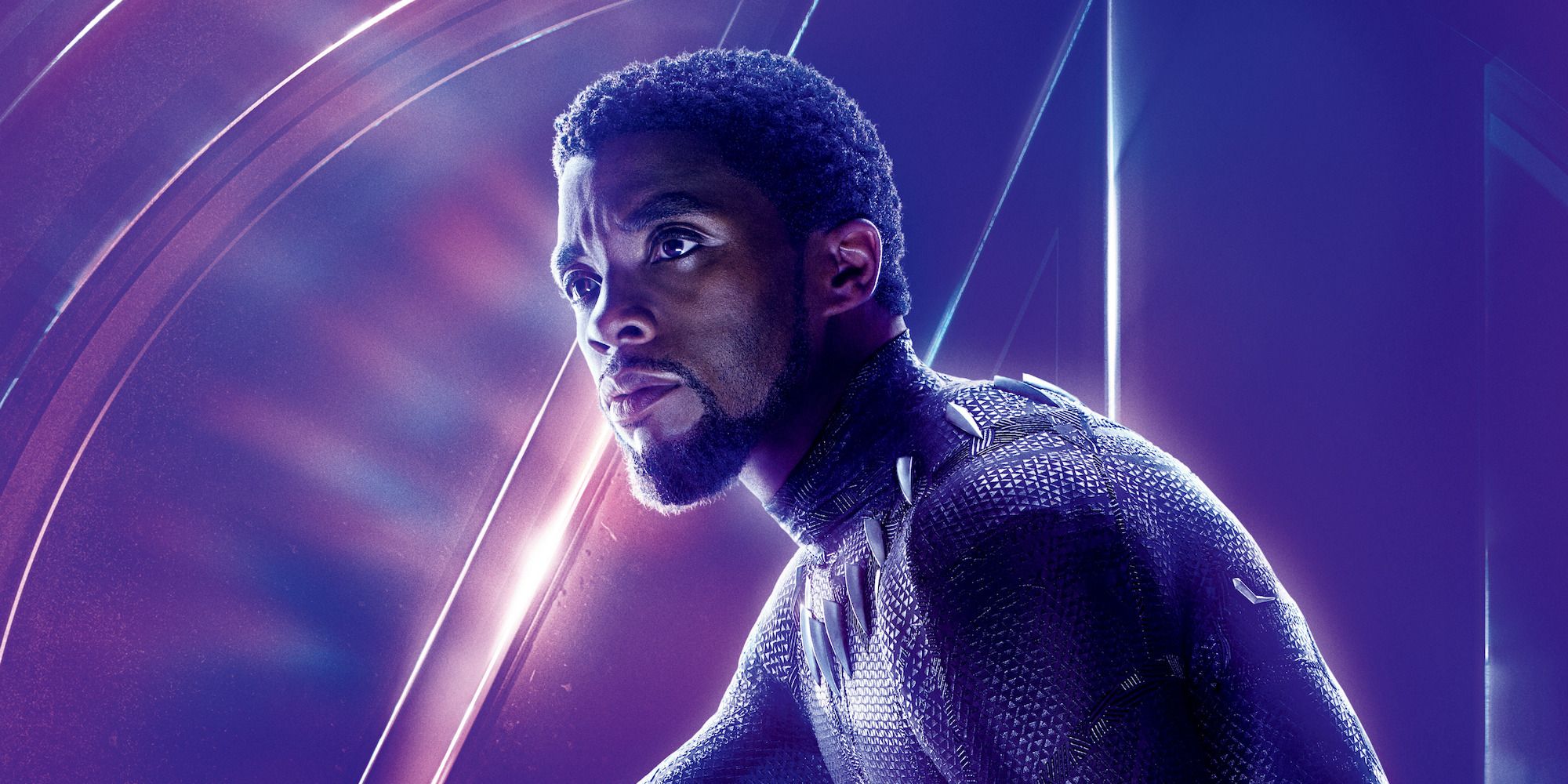Chadwick Boseman as Black Panther without helmet on Avengers Endgame poster