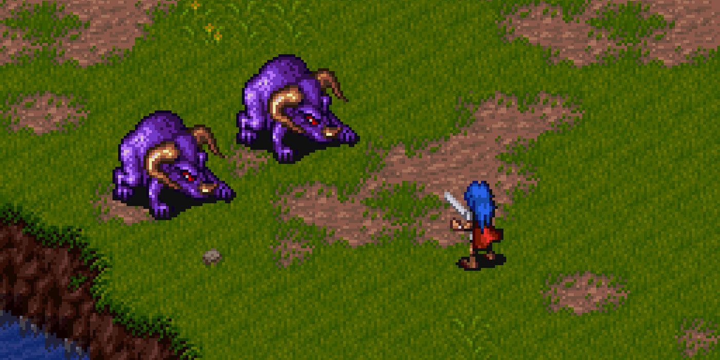 Ryu faces monsters in 1993's Breath of Fire. 