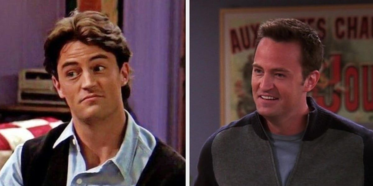 Split image of Chandler Bing through the series of Friends.