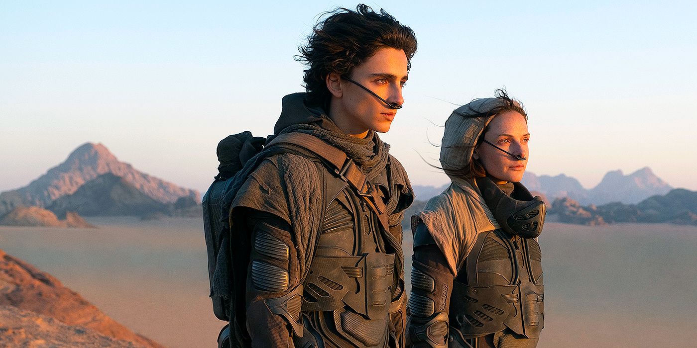 TIMOTHÉE CHALAMET as Paul Atreides and REBECCA FERGUSON as Lady Jessica Atreides in Dune