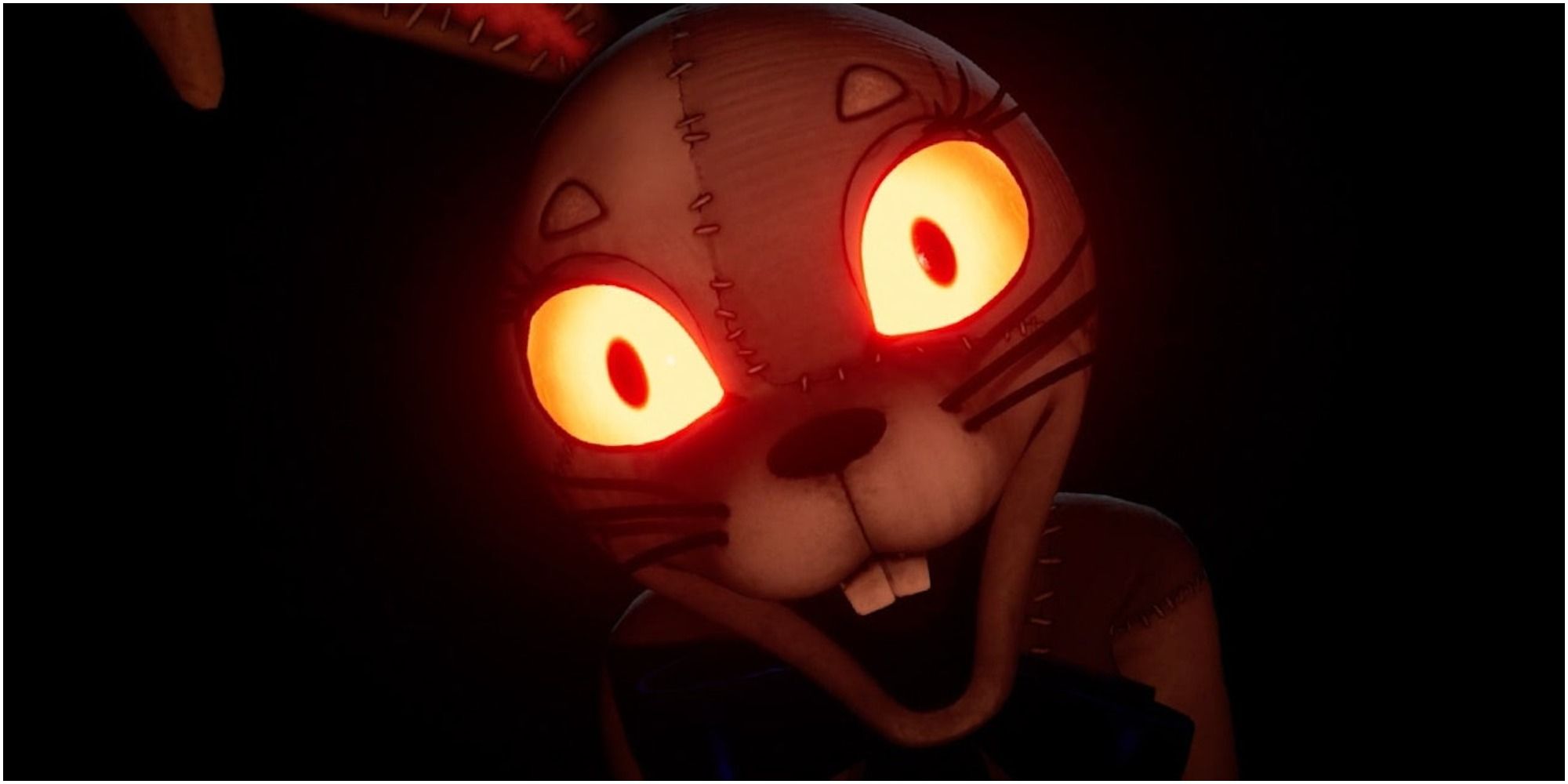 bunny animatronicwith glowing eyes