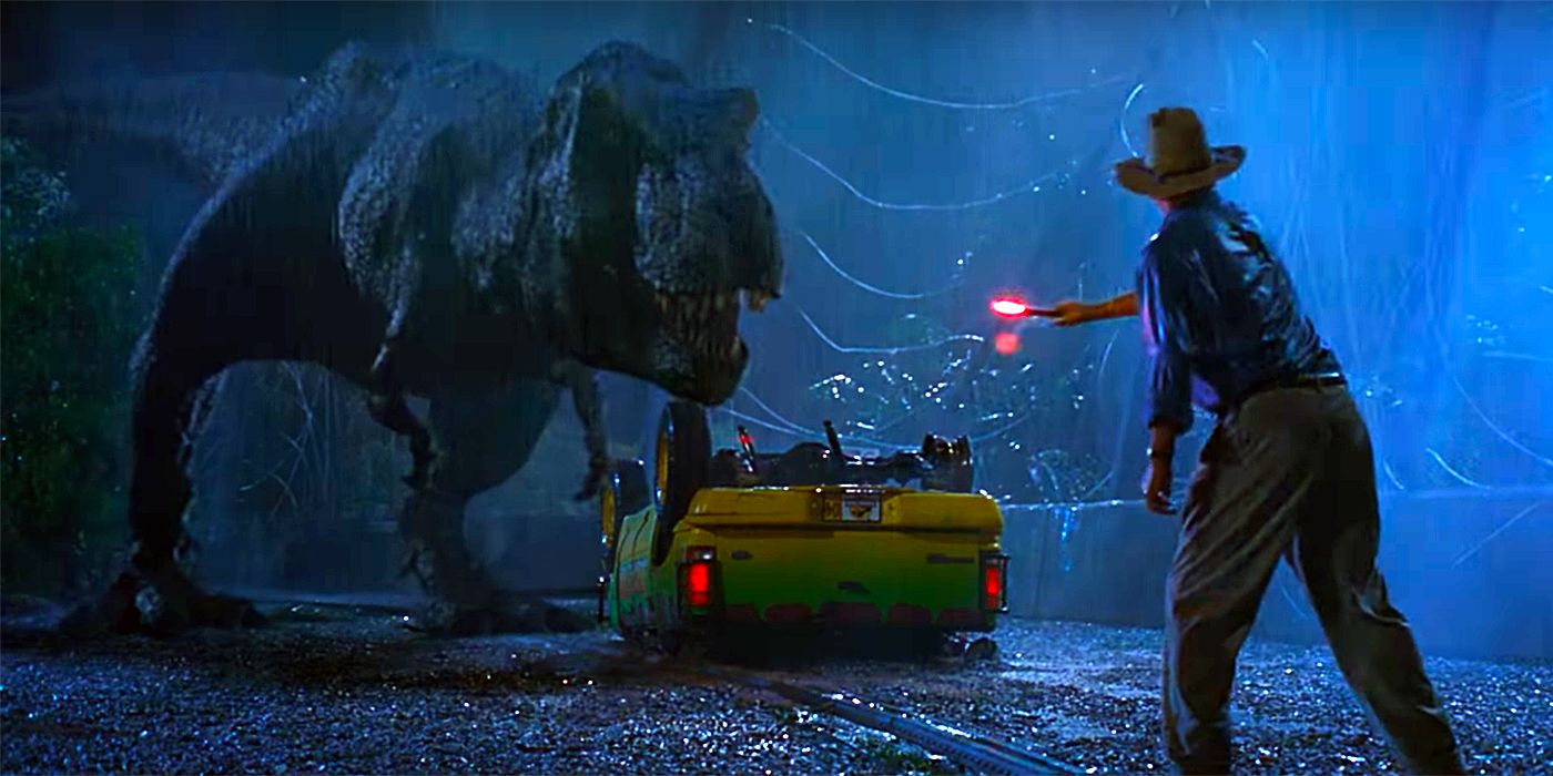Movies The first confrontation with the T-Rex in Jurassic Park