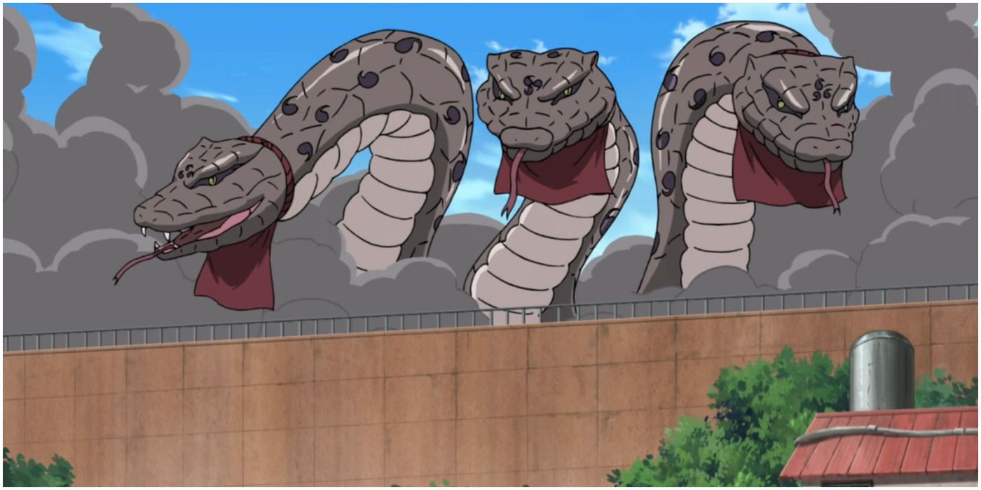Orochimaru's giant snake attack on Konoha