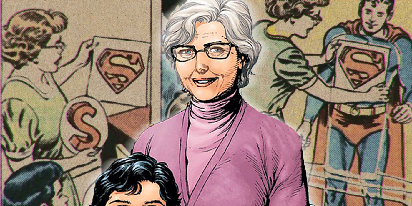 Martha Kent smiles for a photo with young Clark Kent.