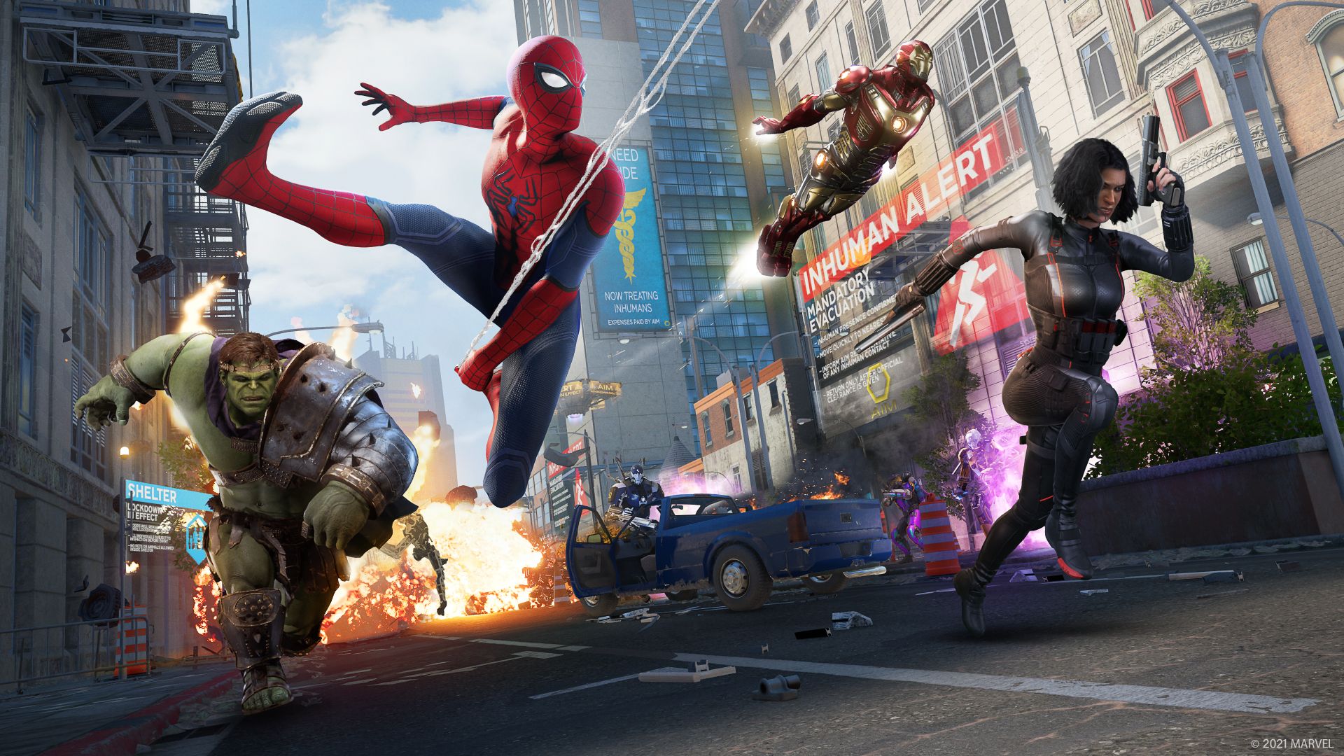 Spider-Man swings into action alongside the Avengers.