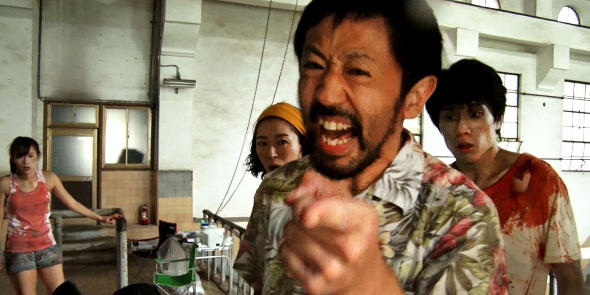 Zombies attack during the filming of One Cut Of The Dead