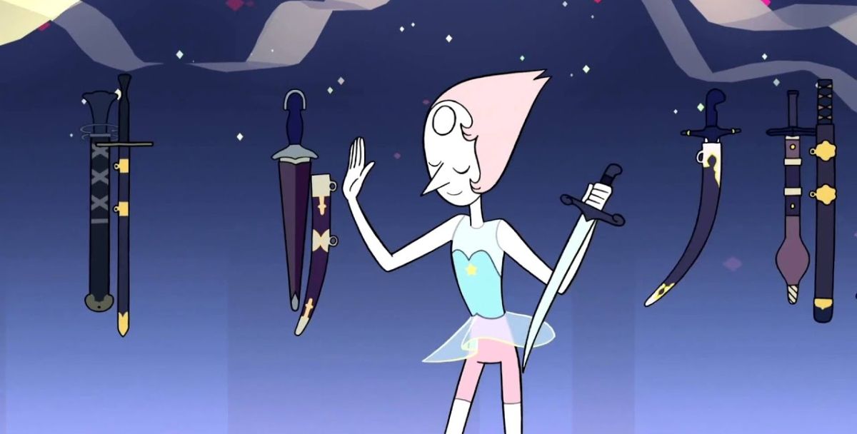 pearl with her collection of swords