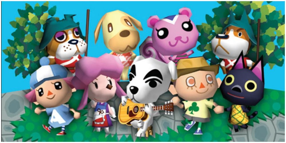 Um corte transversal de aldeões animais e humanos em Animal Crossing