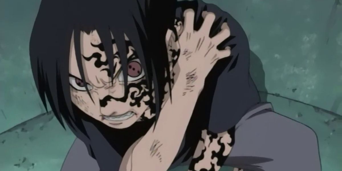 Sasuke using the curse mark