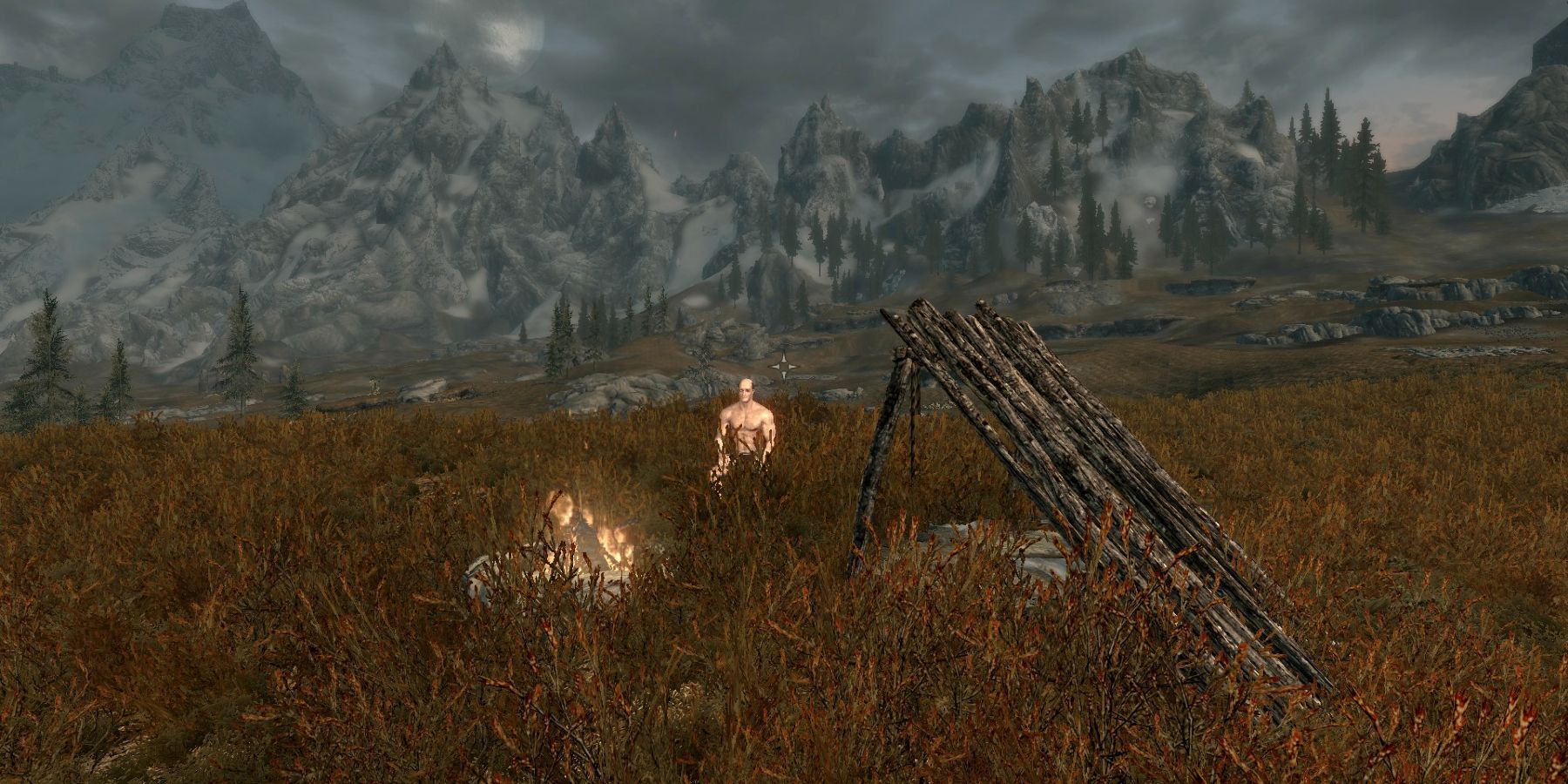 skyrim survival mode lean to and campfire